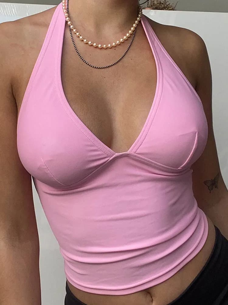 Haut court sexy pour femme, tenue de soirée club, gaine, dos nu, 2023