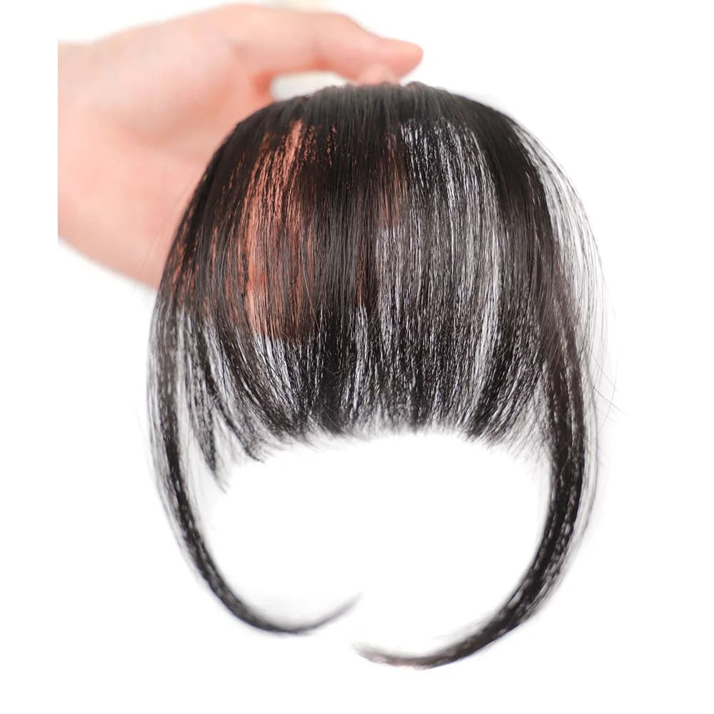 Jeedou mince frange émoussée Extension de cheveux synthétiques à clipser aspect naturel coiffure ins