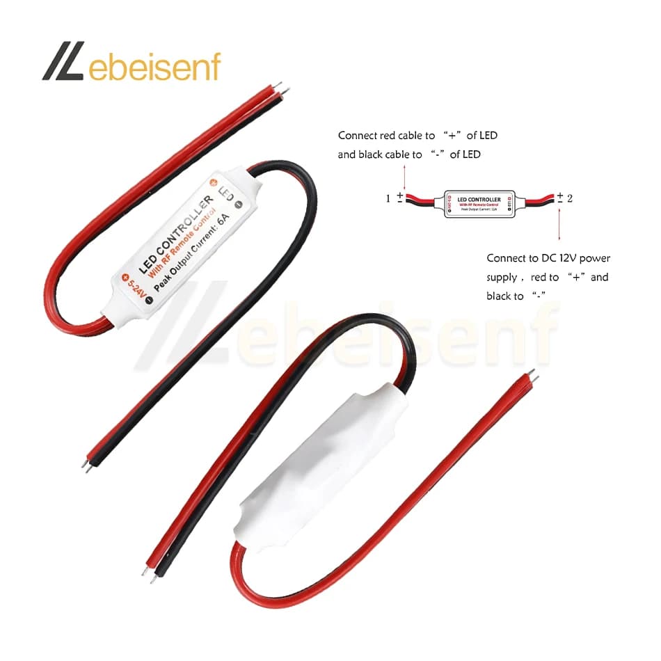 Mini variateur LED couleur unique, DC 5V 12V 24V 6A 5050 2835, bande lumineuse, tension constante, c