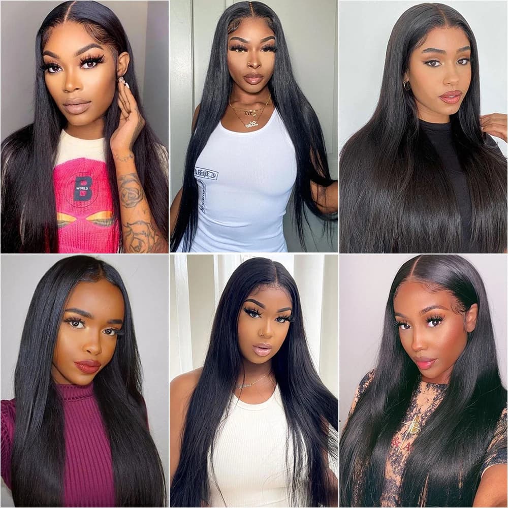 Tissage en lot brésilien naturel Remy lisse, Extensions de cheveux de 10 à 30 pouces, couleur noire 