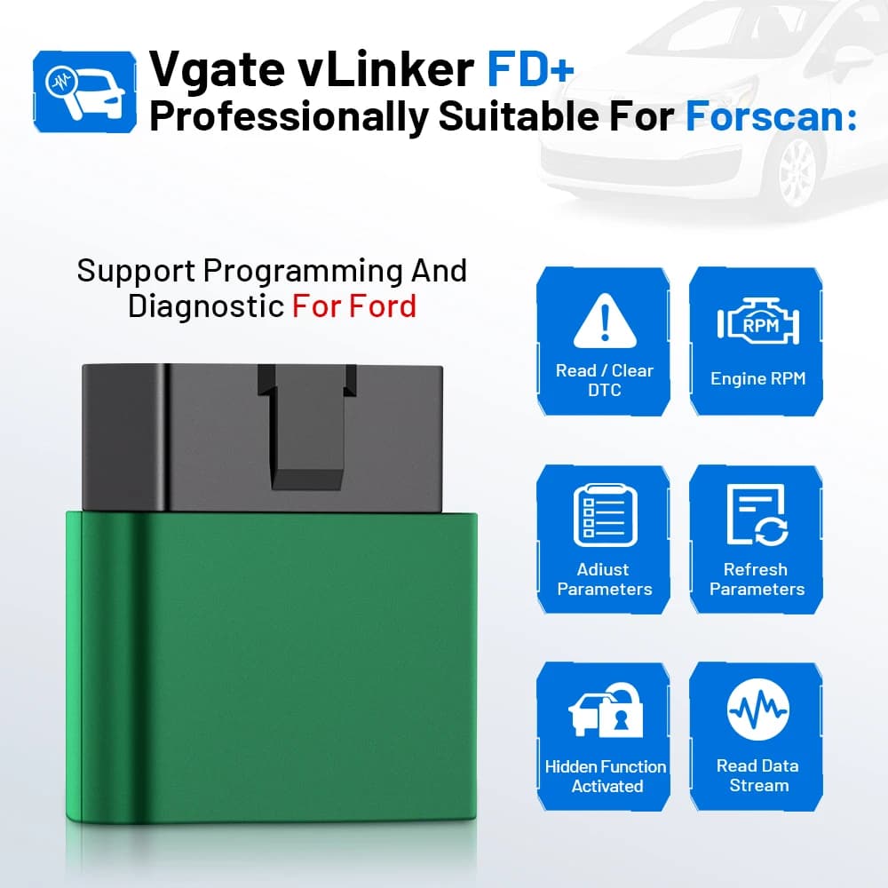 Vgate vLinker FD ELM327 FORScan pour Ford Bluetooth 4.0 OBD2 outil de Diagnostic automatique de voit