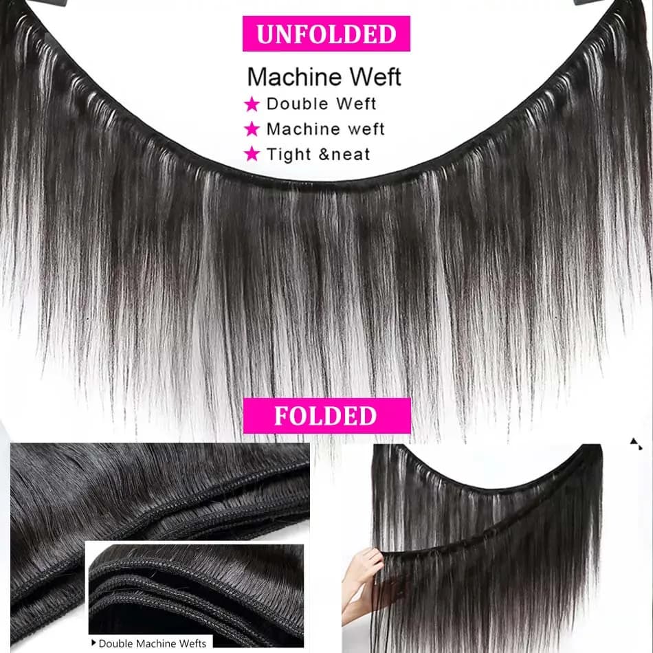 Bundles de tissage de cheveux humains brésiliens noirs naturels, extensions de cheveux raides, doubl