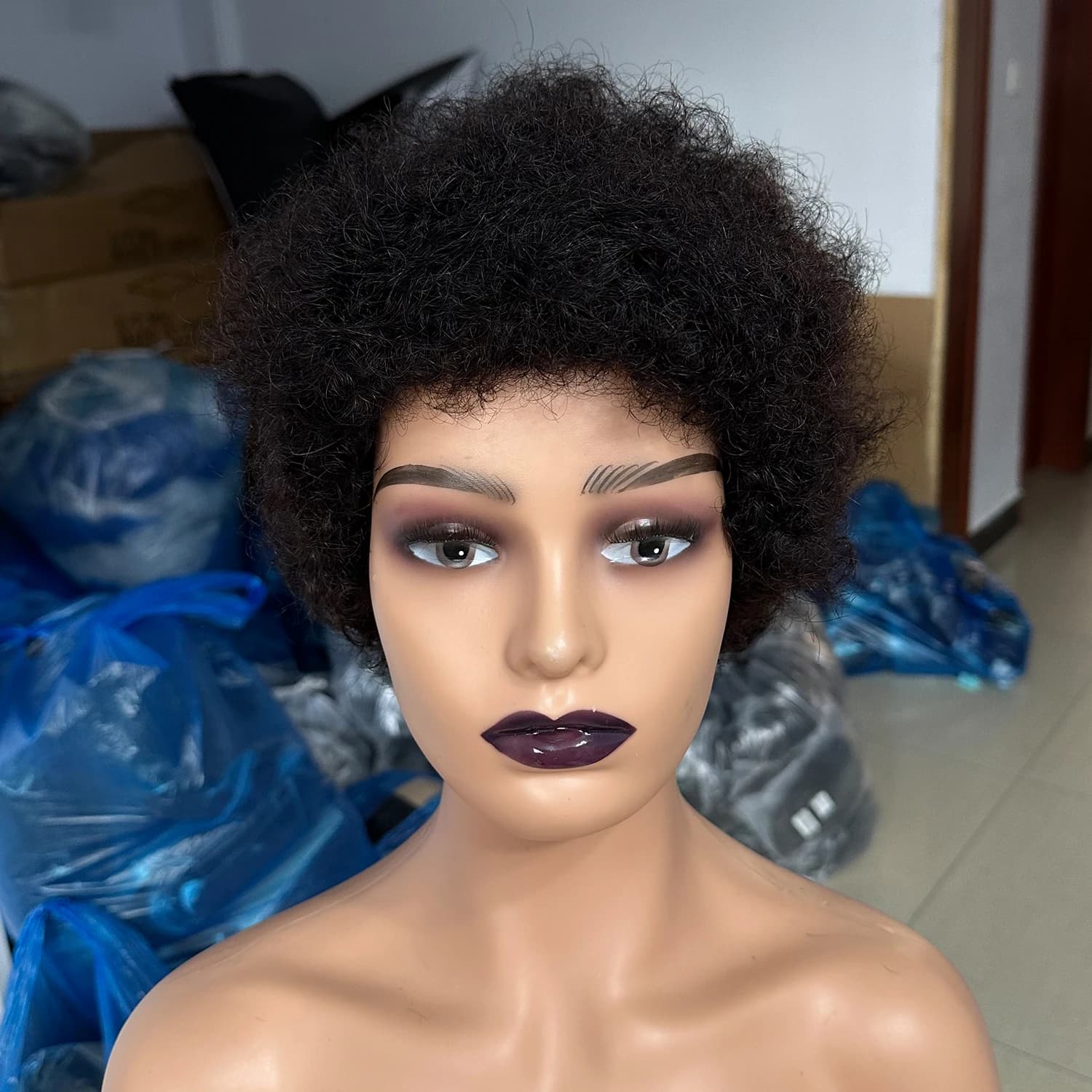 Perruques de cheveux humains bouclés afro crépus pour femmes noires, cheveux brésiliens naturels, pe