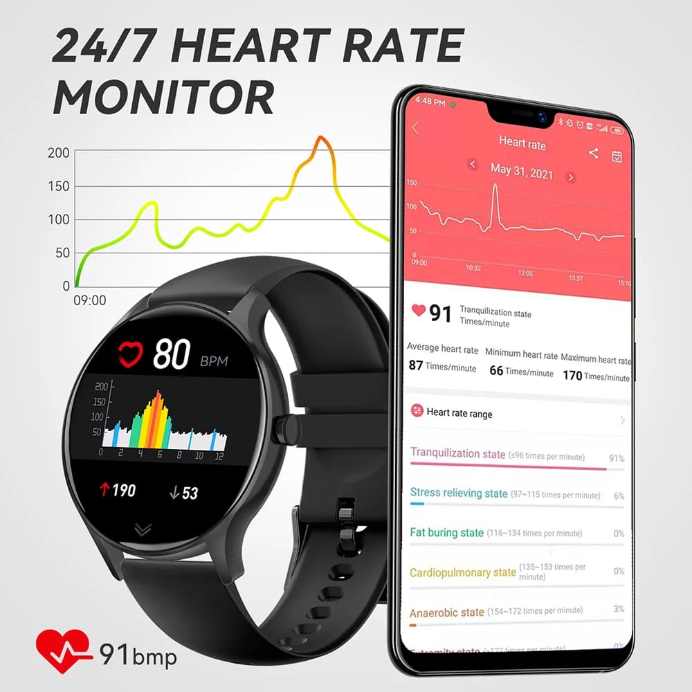 Cubot-Montre intelligente de sport C9 pour hommes et femmes, moniteur de fréquence cardiaque, fitnes