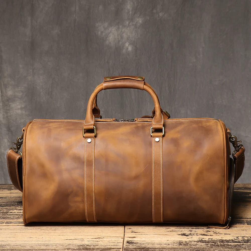 Sac à main en cuir de vachette première couche pour hommes, sac à bandoulière de grande capacité en 