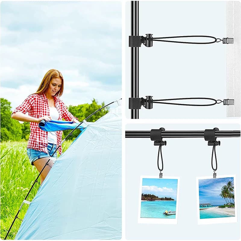 Le Kit de pinces à Clips pour toile de fond comprend des pinces à ressort robustes en métal, support