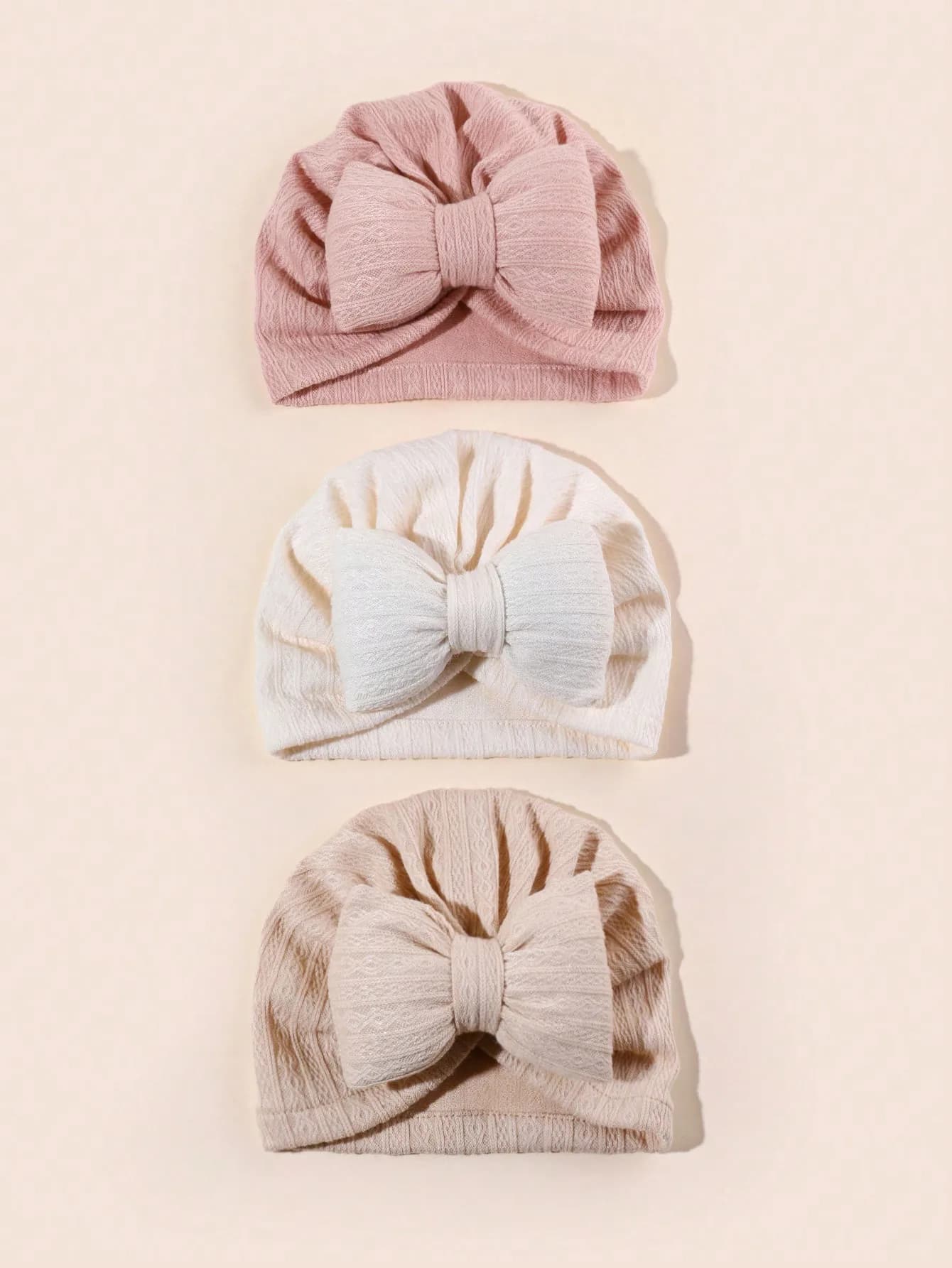 3 pièces/ensemble joli nœud papillon tricoté bébé chapeau mignon couleur unie bébé filles garçons ch