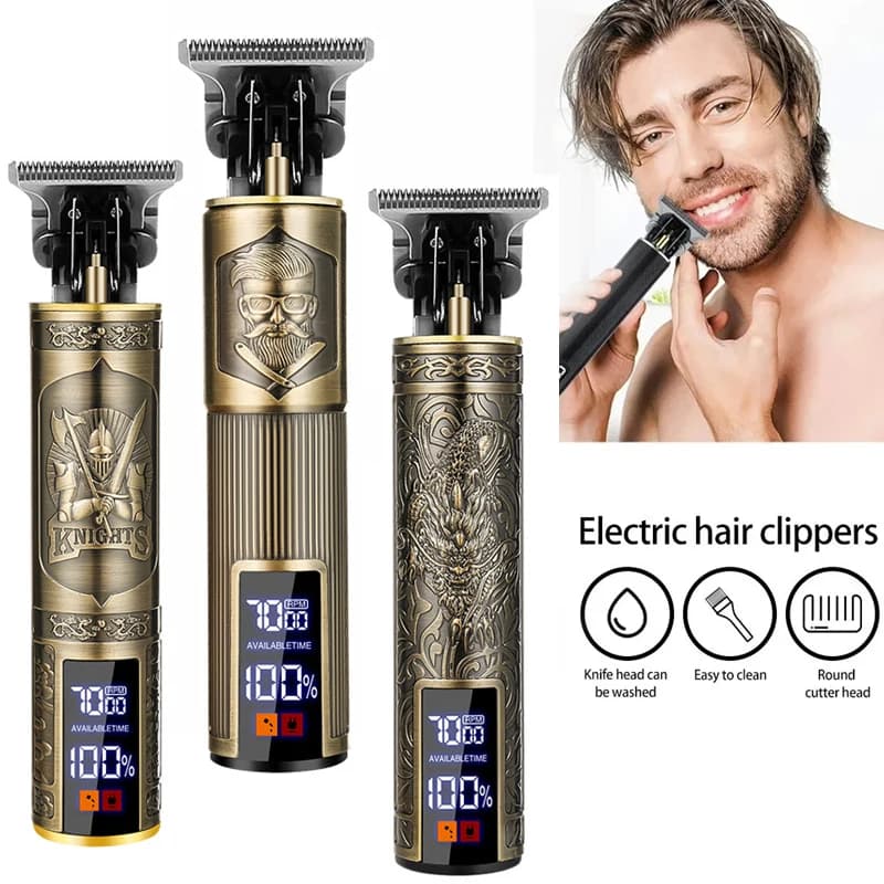 Rasoir électrique Vintage pour barbier, Machine de coupe de cheveux sans fil, chargeur USB, tondeuse