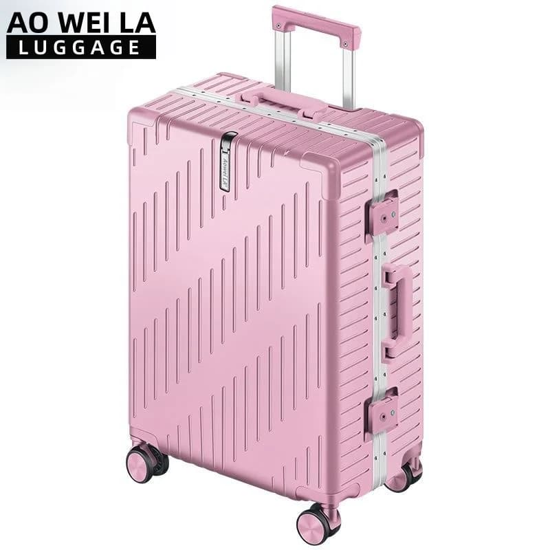 Valise de voyage à roulettes en aluminium grande capacité, durable pour hommes et femmes, 20/24 pouc