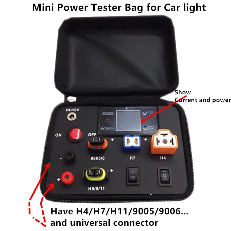 Sac de Test 110V 220V à 12V, pour phare de voiture, ampoule LED T10 C5W H8 H9 H11 H7 H4 9005, mallet