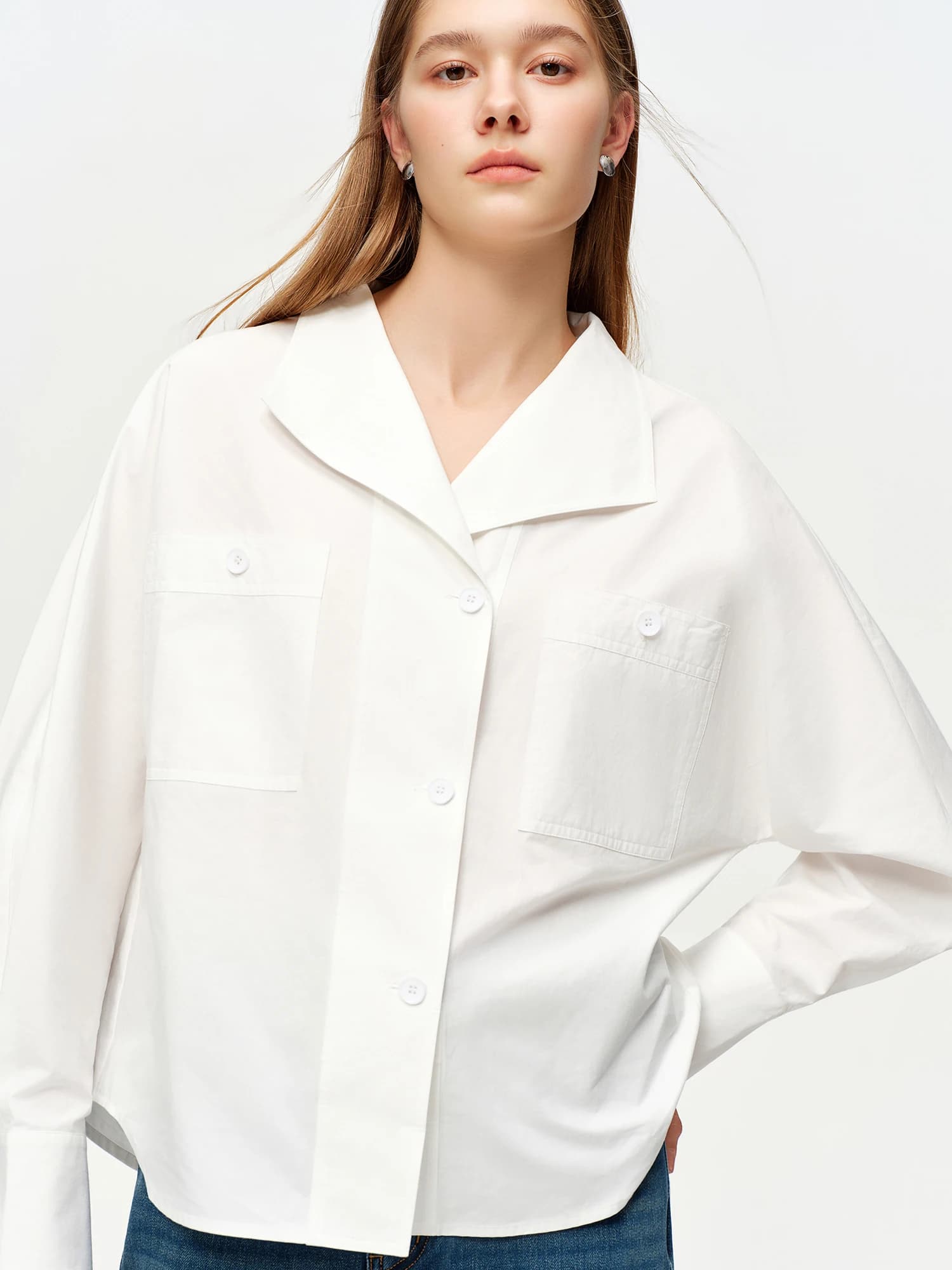 DUSHU – chemisier élégant en pur coton blanc pour femmes, Design parfait pour les déplacements quoti