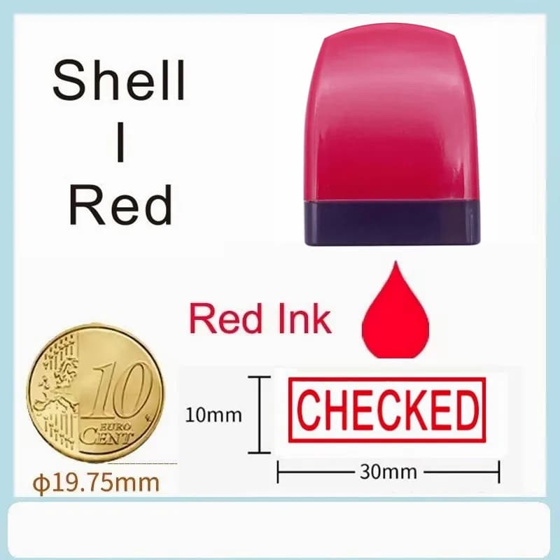 Tampon auto-encreur financier "PAID, COPY, SCANNED, APPROVED, CHECKED" avec encre rouge, essentiel p