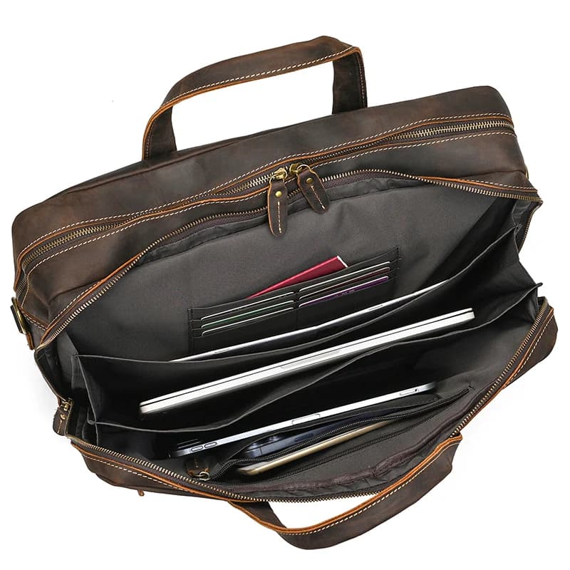 Grand porte-documents en cuir véritable pour ordinateur portable de 45cm, sac pour ordinateur de 16 