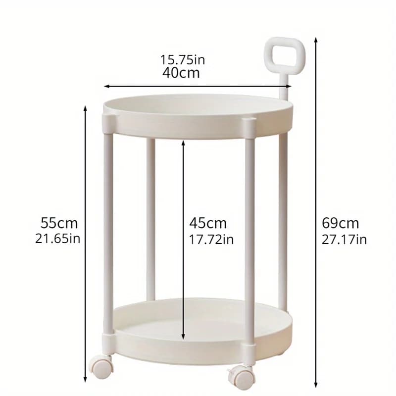 Table d'appoint élégante à 2 niveaux avec roulettes - Table chariot dans le salon | Table de canapé 