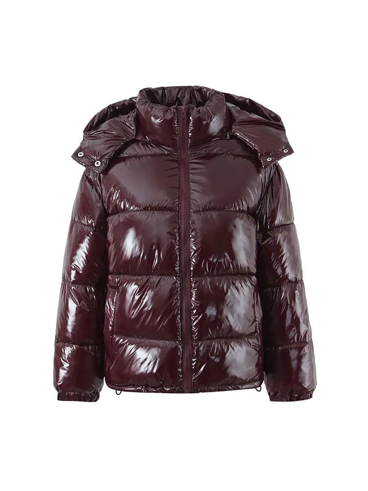 Nlzgmsj – veste à Surface brillante pour femme, nouvelle mode, col montant, manches longues, fermetu