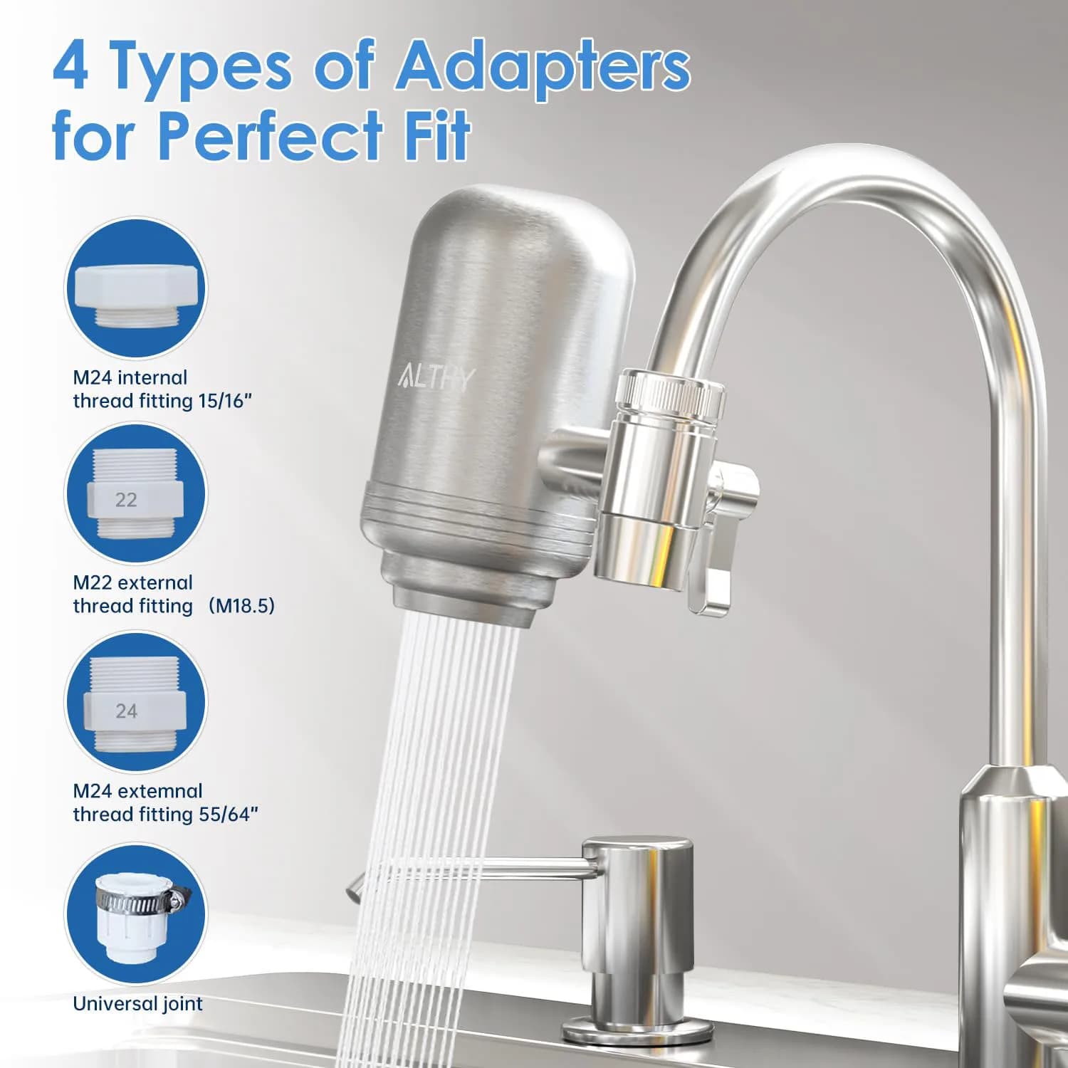 ALTHY – système de purification de filtre à eau du robinet en acier inoxydable, certifié NSF réduit 