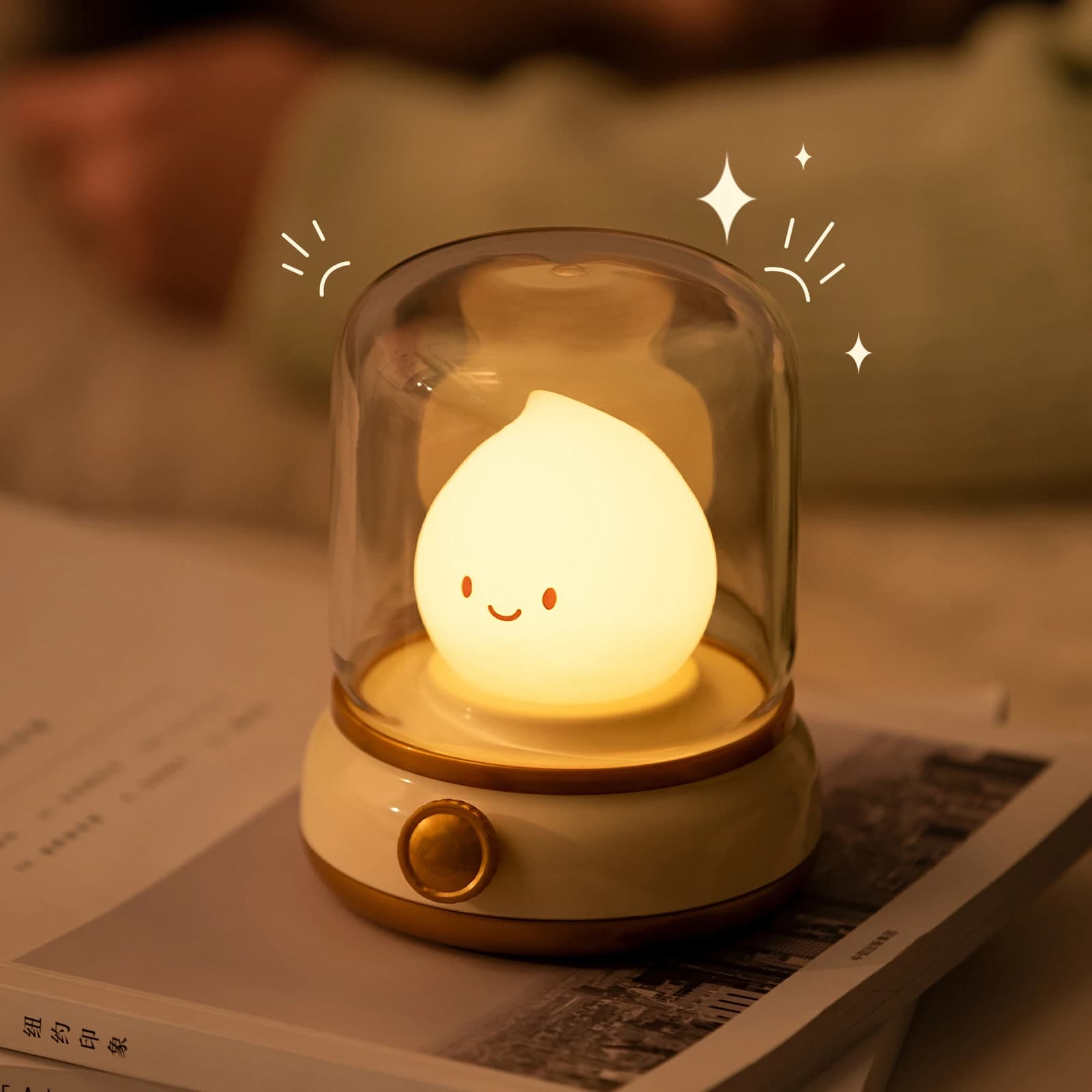 Mini lampe de nuit LED de bureau mignonne, lampe de table de dessin animé portable, aste par USB, cr