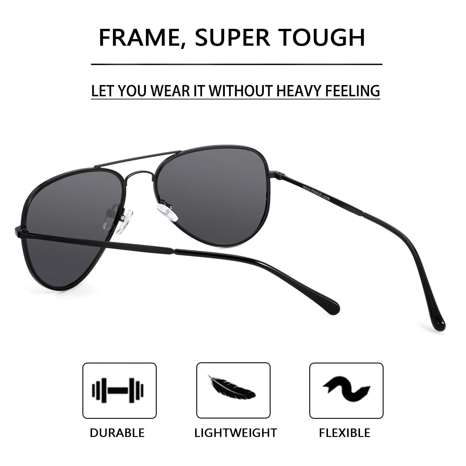 MAXJULI Lunettes de soleil polarisées pour grandes têtes hommes femmes 8123