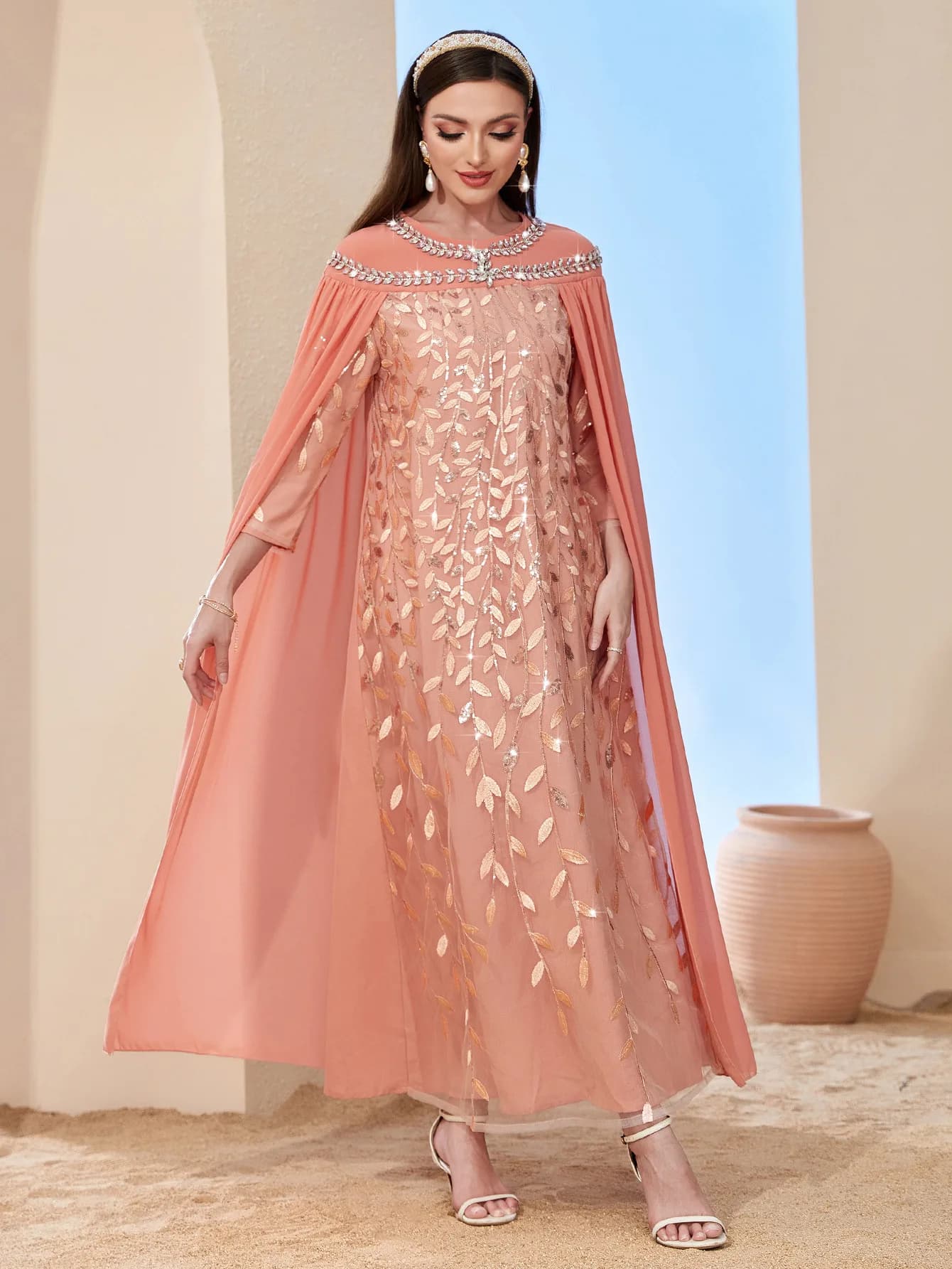 Robe de fête pour femmes musulmanes, Abaya avec cape, robe Jalabiya, longues Abayas musulmanes, robe