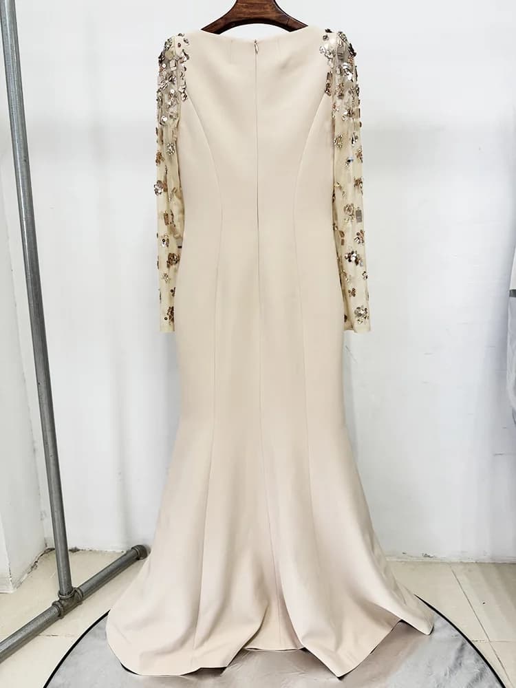 HIGH STREET Nouvelle Collection 2026 Robe Longue de Soirée Designer pour Femme, à Manches Longues, e