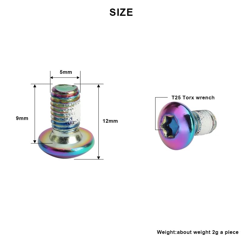 Vis de frein à disque de vélo M5x10mm T25 placage titane coloré vtt couleur de vélo vis à disque ant
