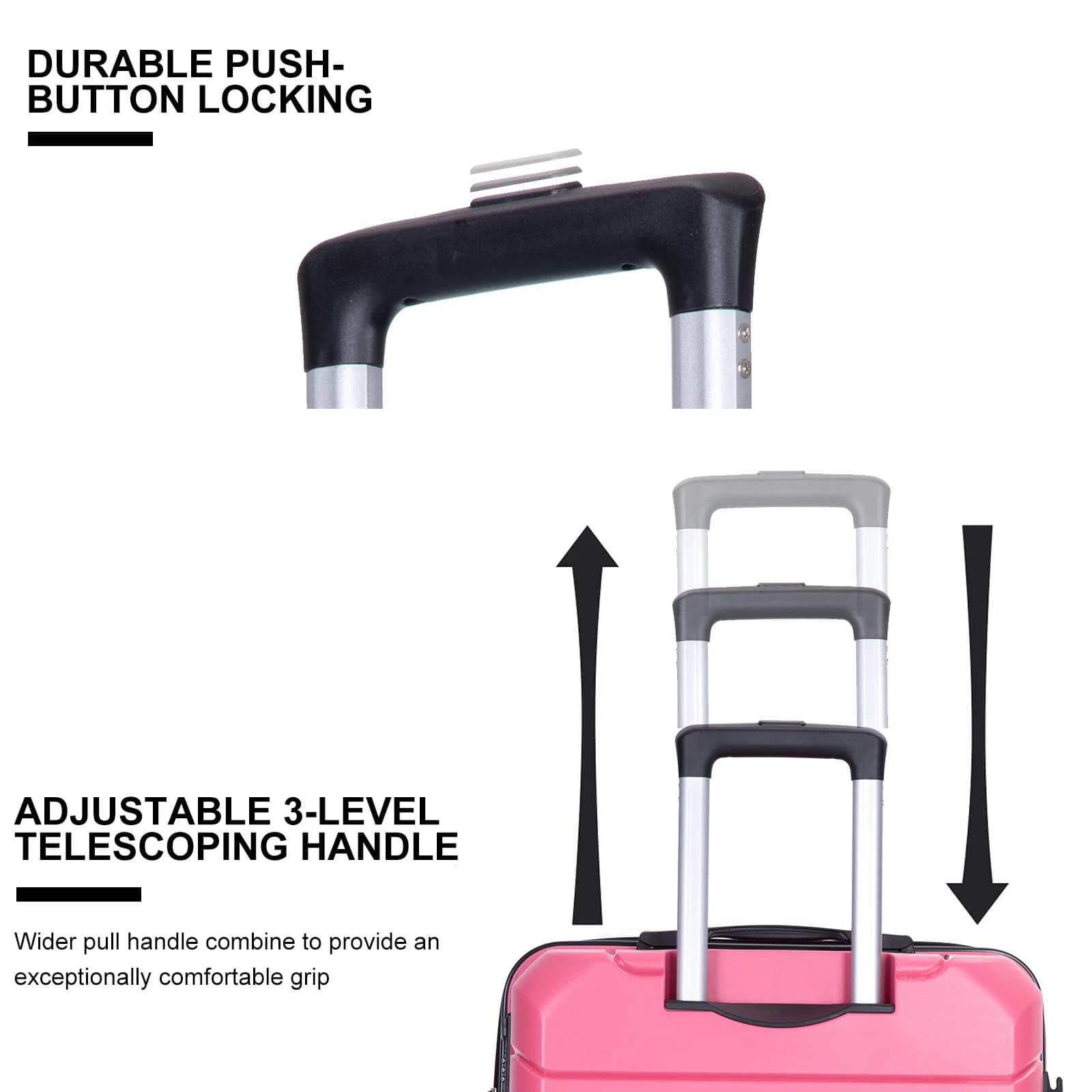 Travelhouse-Ensemble de Valises Rigides Légères avec Serrure TSA, Roues Spinner, PP, 3 Pièces, 20/24