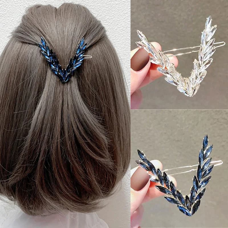 Pince à cheveux de luxe en cristal brillant pour femmes, épingles à cheveux coréennes en forme de V,