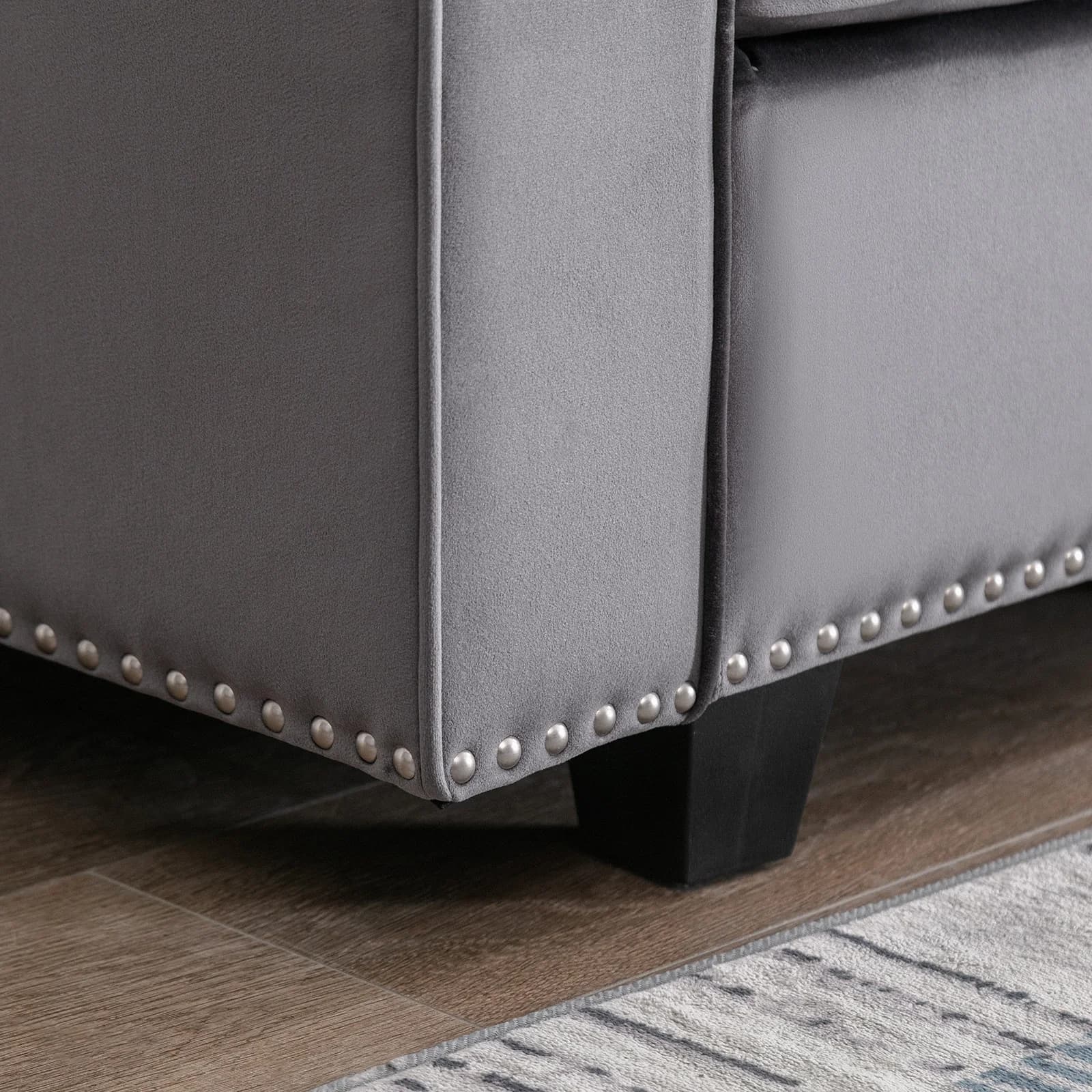 HORGgland-Canapé convertible en O, canapé sectionnel gris foncé modulaire, dossier et accoudoirs rég