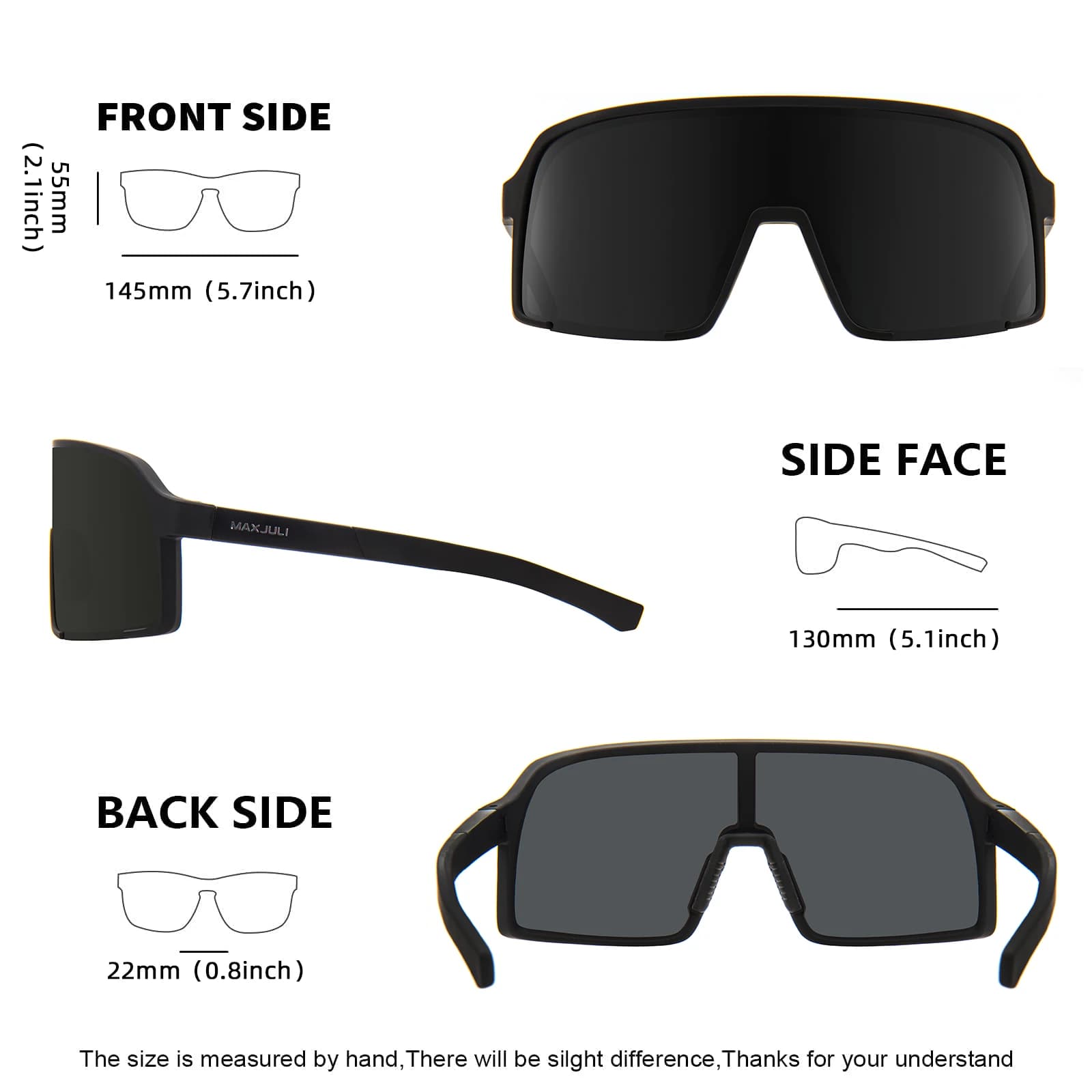 MAXJULI lunettes de soleil polarisées pour hommes femmes, coupe-vent Sports de plein air cyclisme co