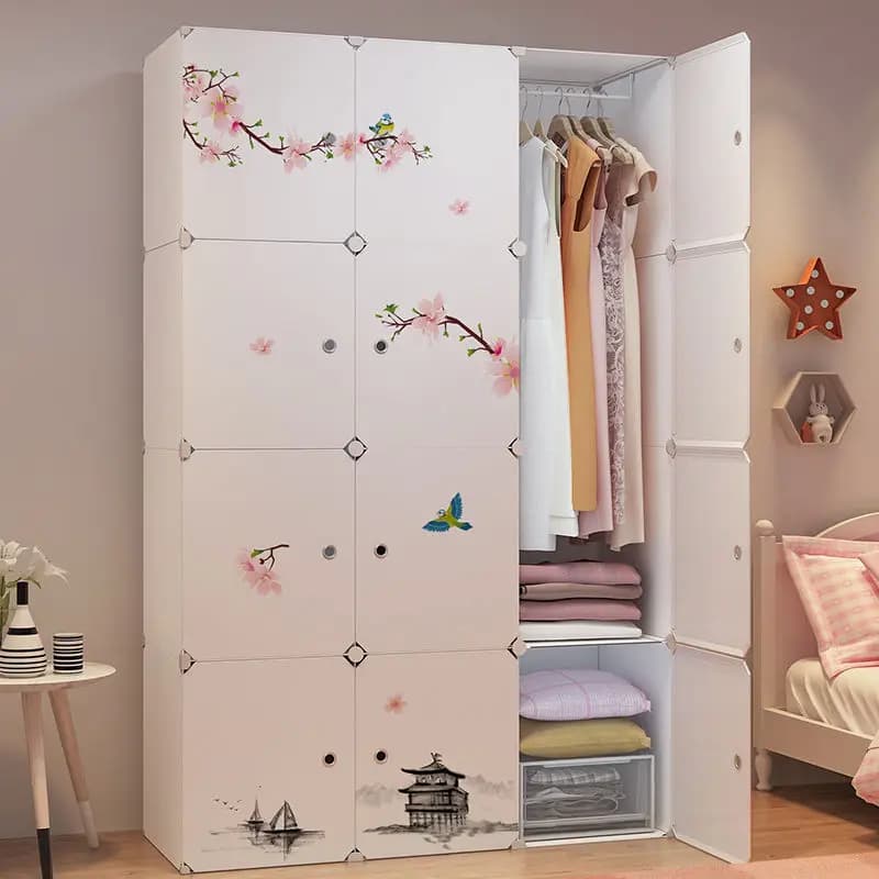 Meubles de chambre à coucher pliables, garde-robe à assembler, armoires à vêtements durables en plas