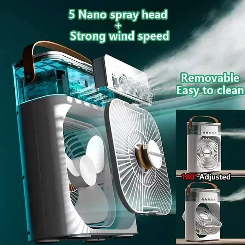 Ventilateur portable 3 en 1, climatiseur, mini refroidisseur d'air, veilleuse LED, humidificateur, r