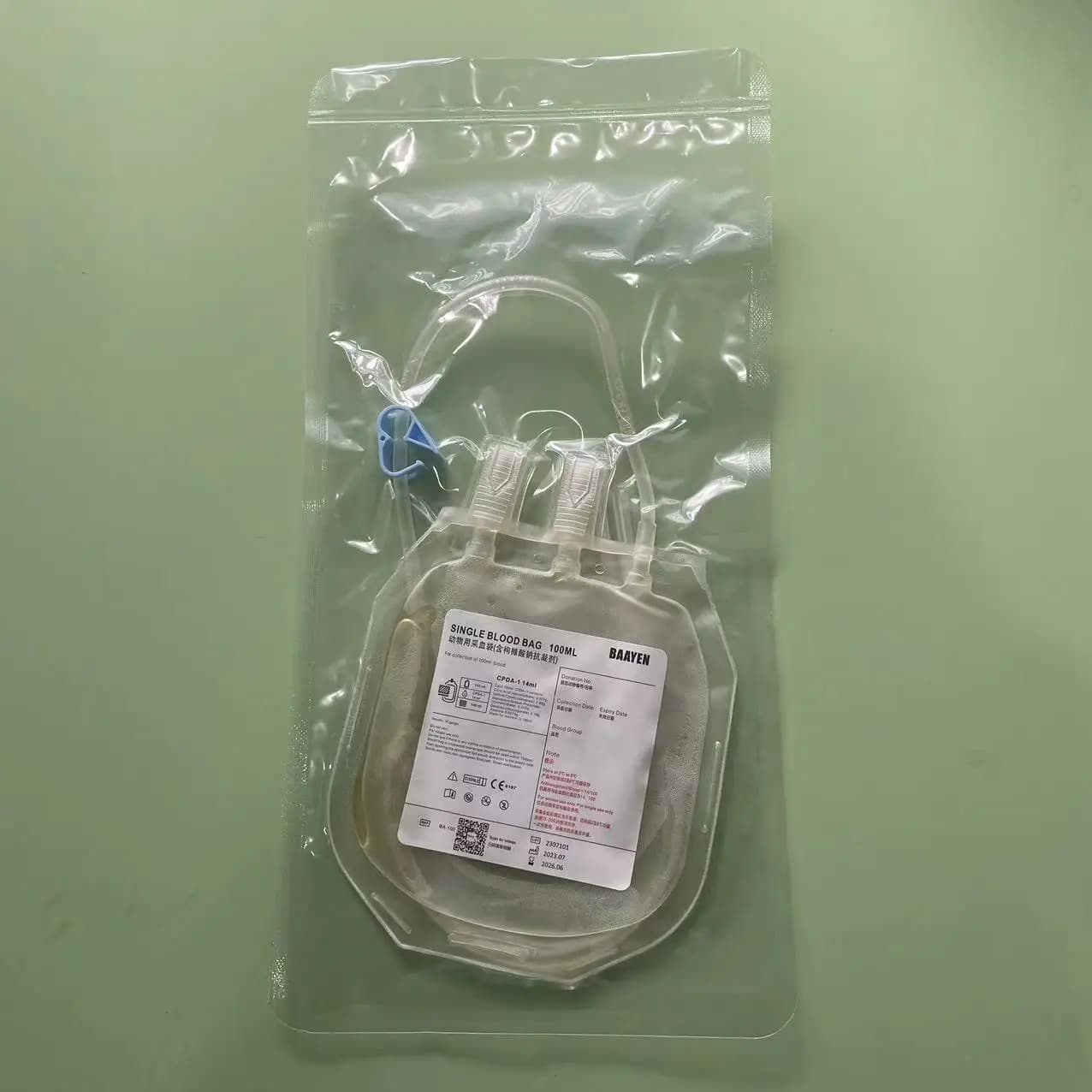 Sac de collecte de sang en plastique pour animaux de compagnie, laboratoire de recherche scientifiqu