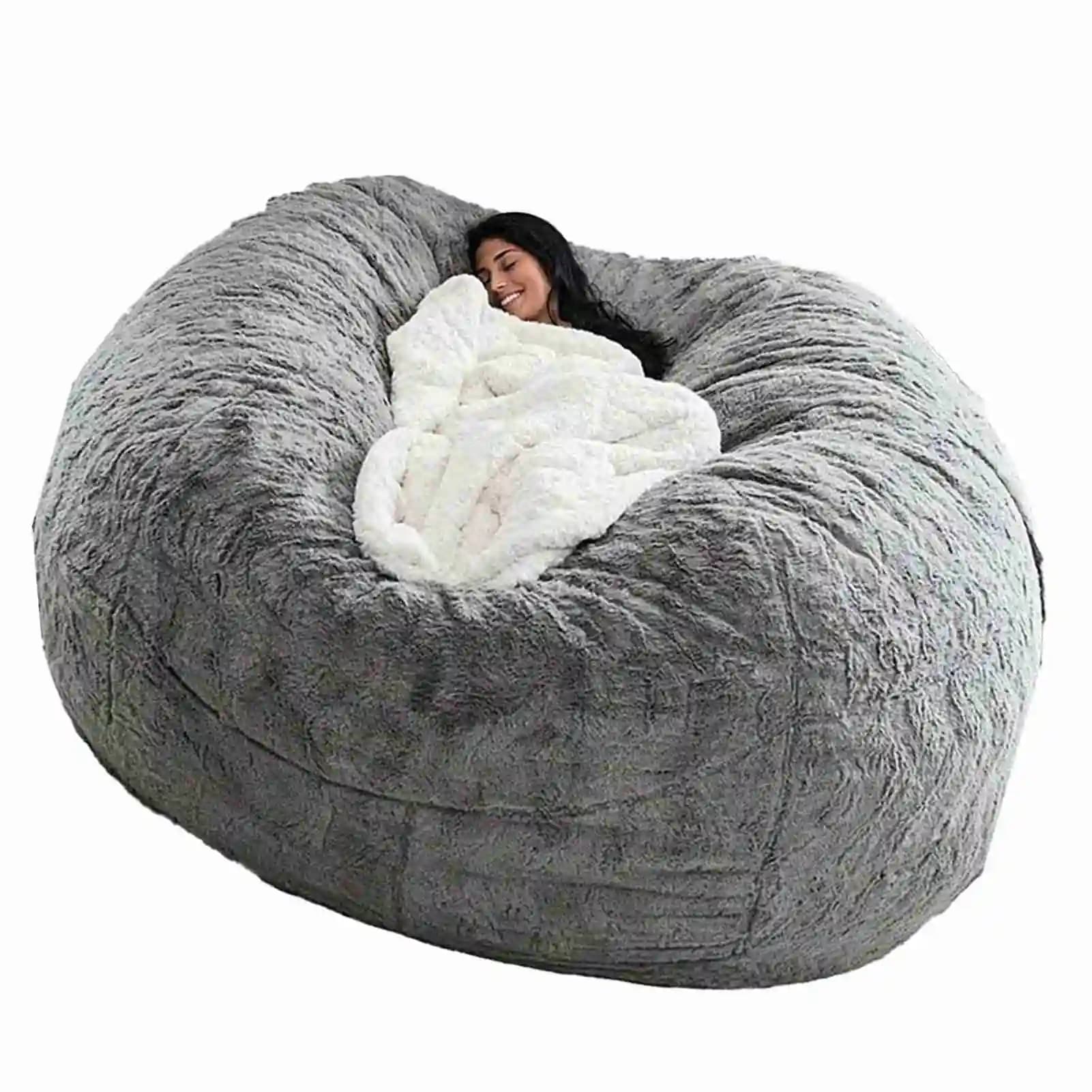 Pas de farci pouf gris chaise sacs de haricots géants Pouf canapé-lit bouffée Futon siège de chambre