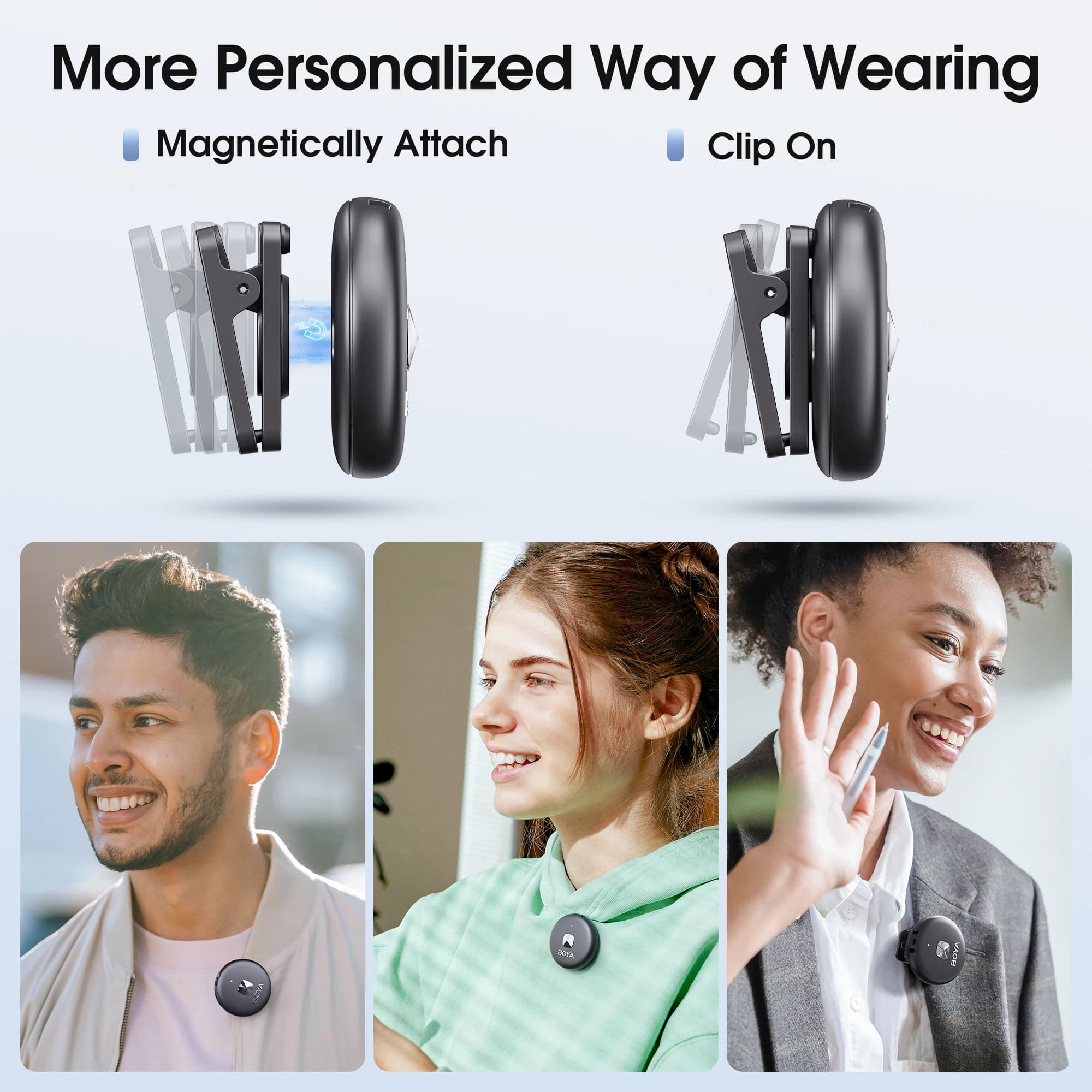 BOYA Omic D/U Microphone à revers Lavalier sans fil pour iPhone iPad Android type-c Smartphone Youtu