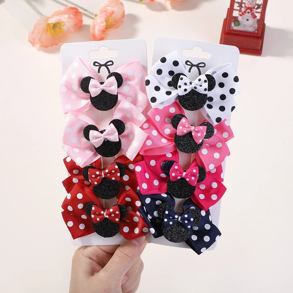 Pinces à cheveux avec nœud à pois pour bébé fille, 4 pièces/lot, épingles à cheveux pour enfants, de