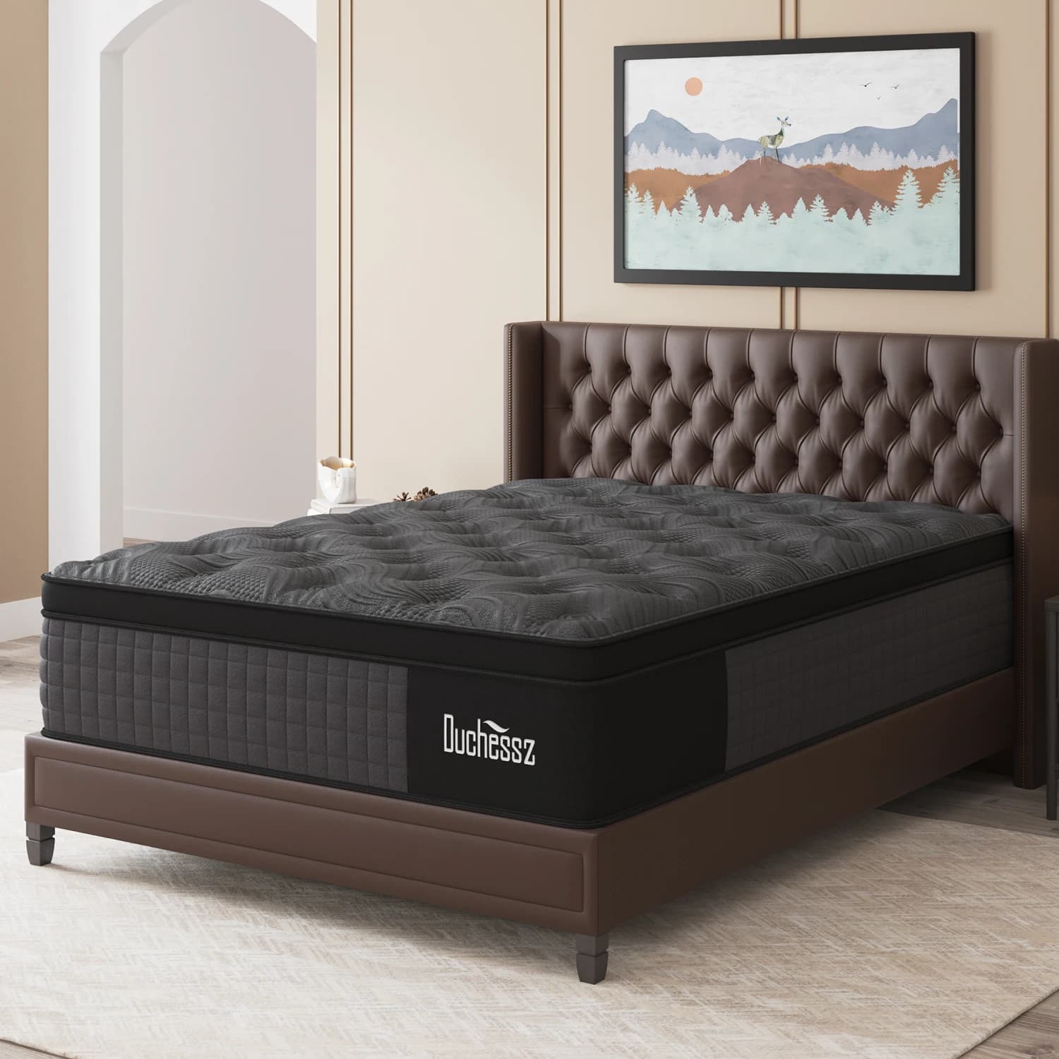 Matelas double King Queen Size 14 pouces dans une boîte, mousse à mémoire de forme hybride à ressort