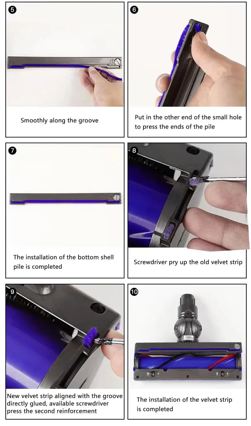 Pour Dyson V6 V7 V8 V10 V11 produits Robot aspirateur brosse de sol tuyau bandes de velours doux acc