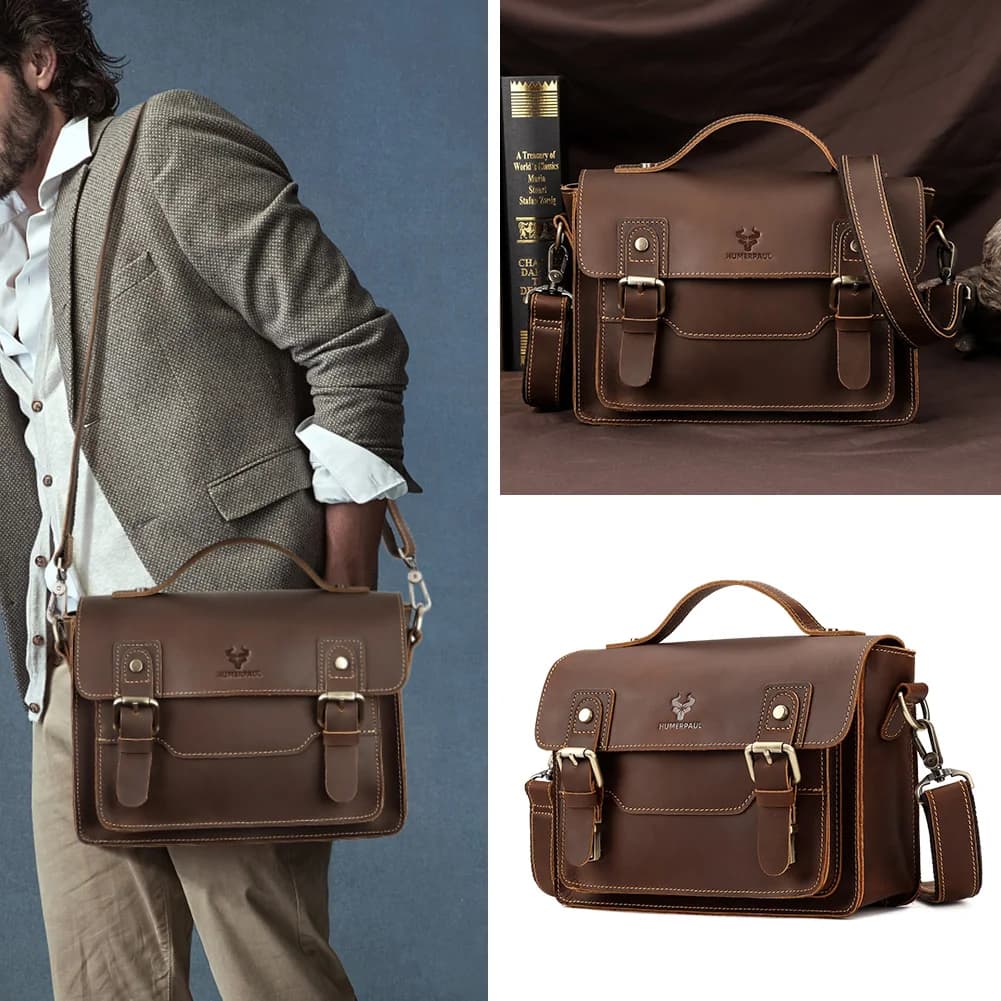Crazy Horse – sac messager en cuir pour hommes, mallette pour ordinateur portable d'affaires, fourre