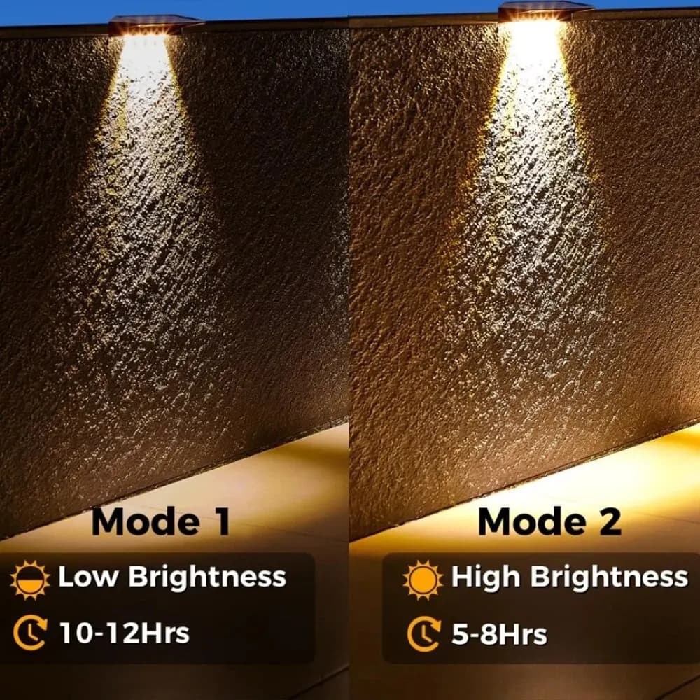 Paquet de 2 appliques murales solaires 4 LED lumières de clôture solaire lumières de pont solaires i
