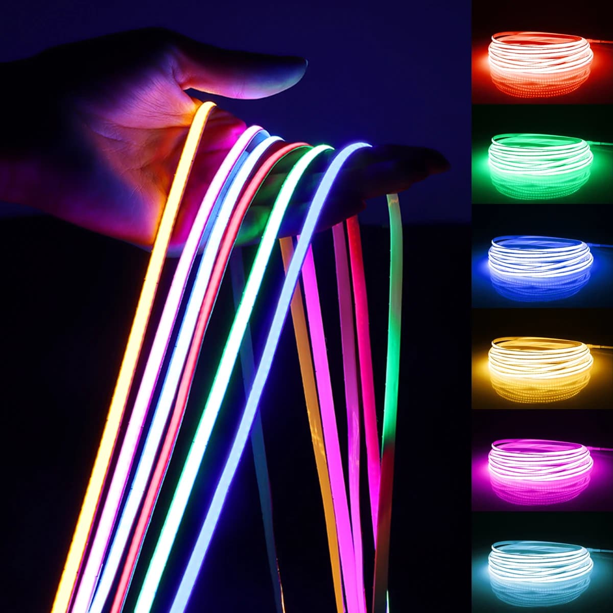 Bande lumineuse LED COB monochrome Super brillante, Flexible, 5MM de largeur PCB, bande néon Ultra f