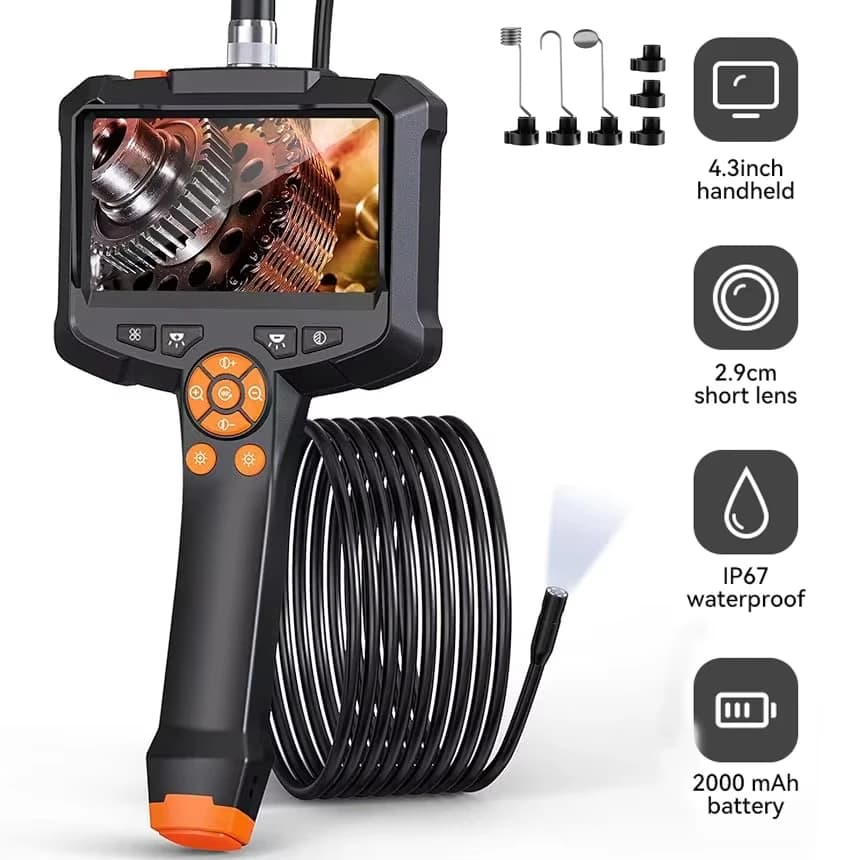 Caméra endoscopique industrielle 4.3 ", simple double objectif HD 1080P, Endoscope d'inspection de v