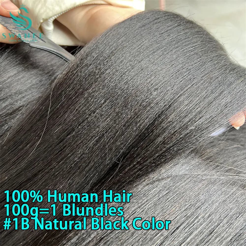 Extensions de cheveux humains vierges bruts 100% naturels, lisses, effet Yaki, vente en gros # Lot d