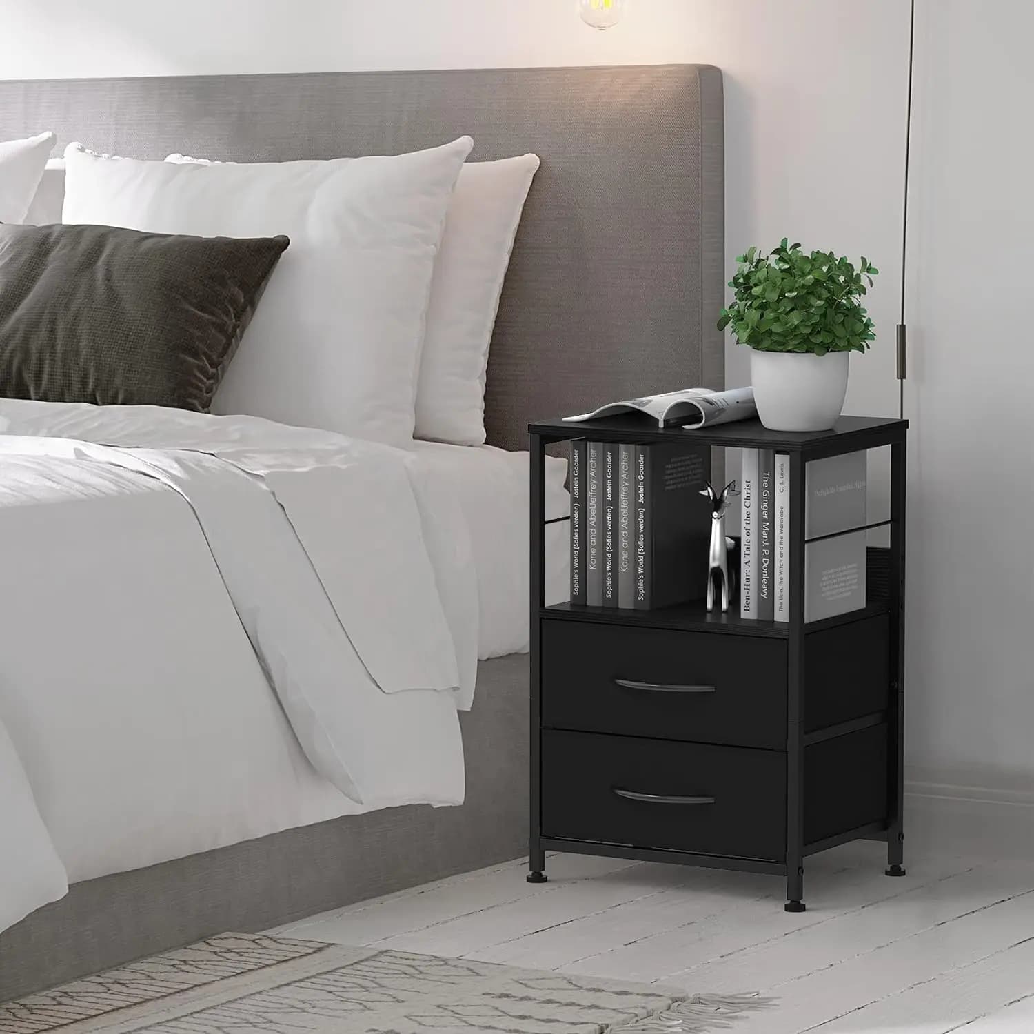 Table de oral et avec Étagère de Rangement pour Chambre à Coucher, Ensemble de 2 Tables de oral et