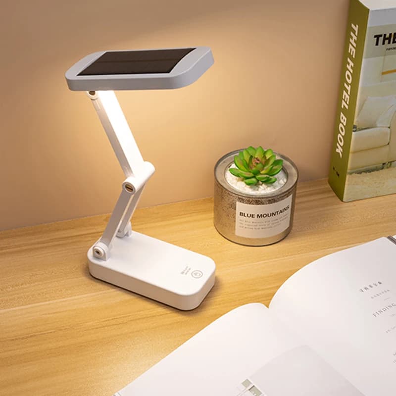 Lampes de bureau pliables à énergie solaire, chargeur USB également, Protection des yeux, lampes de 