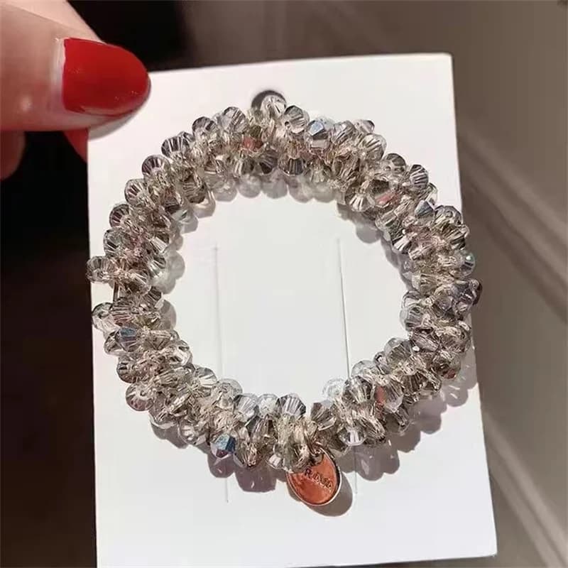 Chouchous élastiques en perles de cristal pour femmes, accessoires pour cheveux, porte-queue de chev