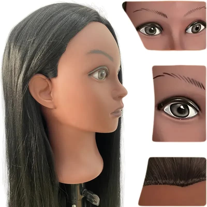 Tête de poupée de mannequin de cosmétologie pour la pratique du coiffeur avec support à pince gratui