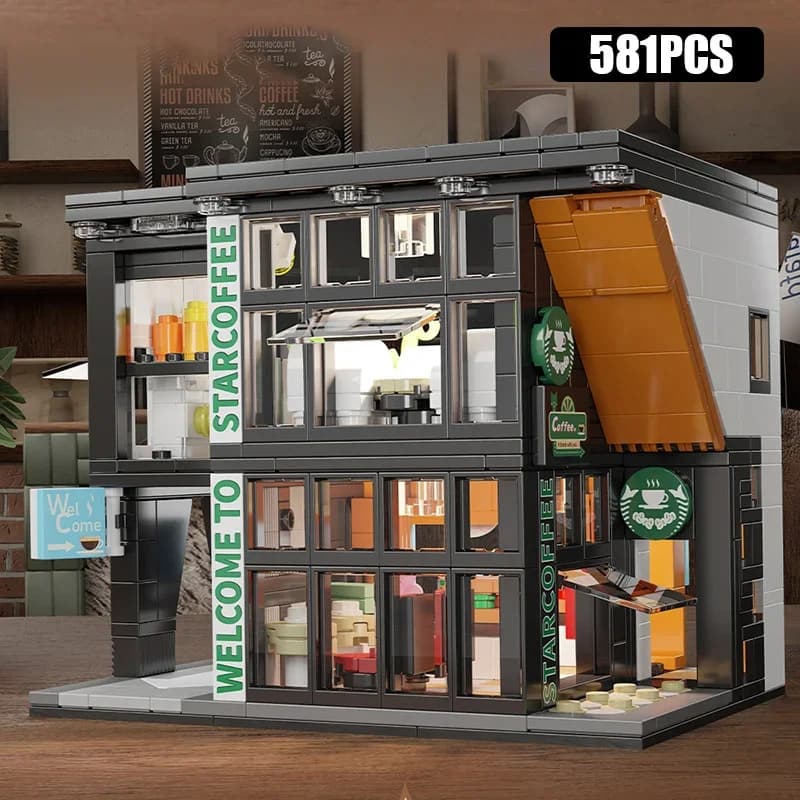 Ensemble de blocs de Construction de maison de ville de café pour adultes, jouet de Construction de 
