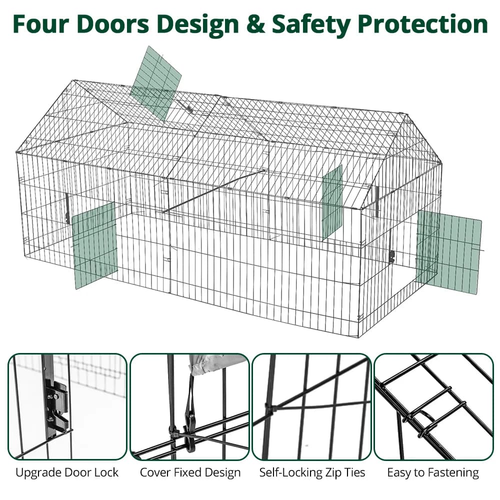 Enclos de parc pour animaux de compagnie avec housse de protection et sol, manteau de course jetable