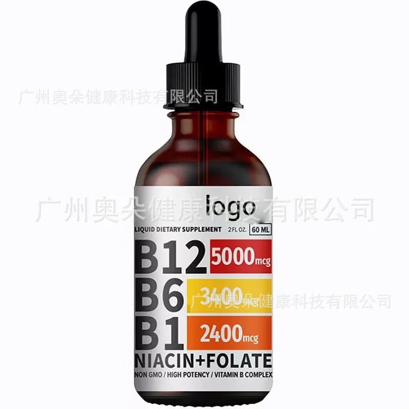 Gouttes liquides de vitamine B12, formule naturelle douce, stimule l'énergie, soutient le système ne