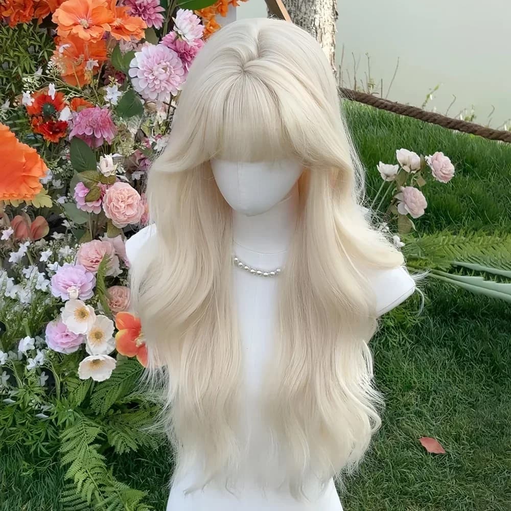 Ashely perruque blonde blanche pour femmes cheveux longs ondulés perruques blanches résistantes à la